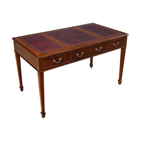 NOF010 Mahogany Writing Table with Red Leather