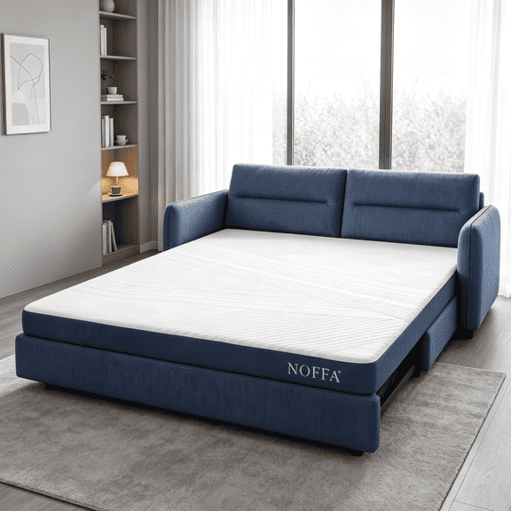 NOFFA 58"×72"×4" Queen Size Memory Foam Sofa Mattress Replacement with Removable Cover, Pull Out Couch Mattress, CertiPUR-US Certified (Only Mattress)