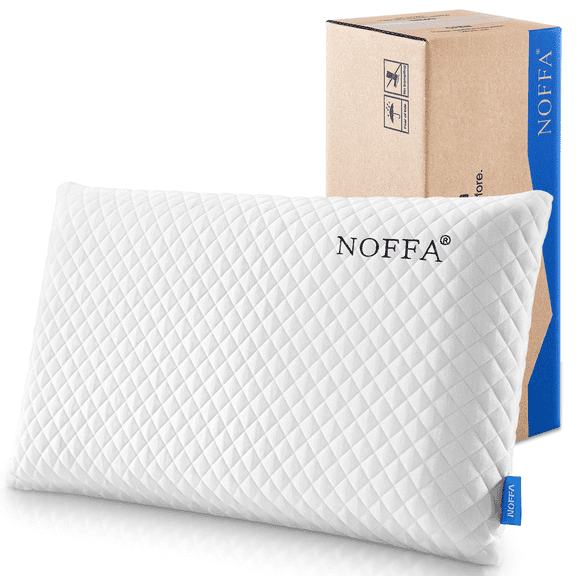 NOFFA Neck Support Pillow for Sleeping, Memory Foam Pillow with Removable Washable Cover, Bed Pillow for Side, Back, Stomach Sleepers