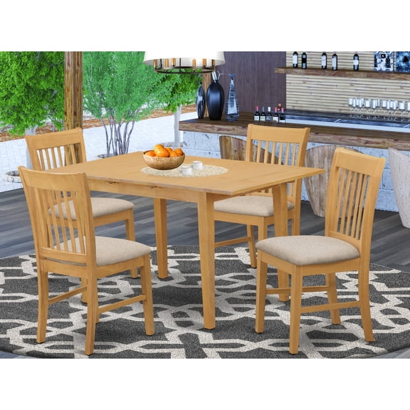 NOFK5-OAK-C 5 Pc dinette set for small spaces - Table and 4 Dining Table Chairs