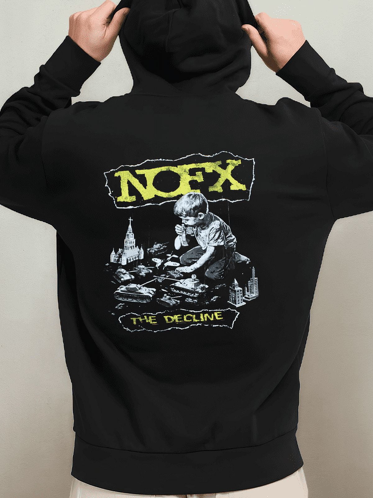 NOFX Unisex Gluesniffer cartoon The Decline Graphic Hoodie CD4 black