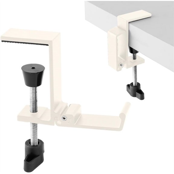 NOGFIS 2 Pack Foldable Purse Hook for Table Handbag Hanger Portable Desk Mount Clamp-On Headphones Holder Bags Hooks Reduce Desk Clutter for Table, Under Counter - Beige