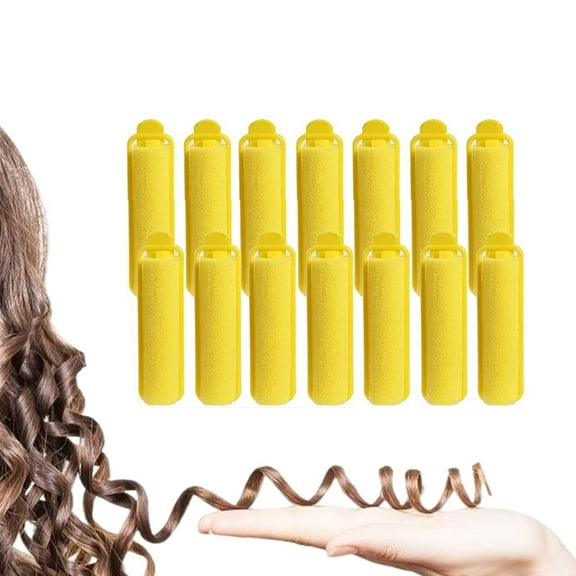 NOGIS 0.59 Inch Foam Sponge Hair Rollers, Soft Sleeping Hair Curler Flexible Hair Styling Sponge Curlers Hairdressing Curlers for Hair Styling for Women (Yellow,14 Pcs)