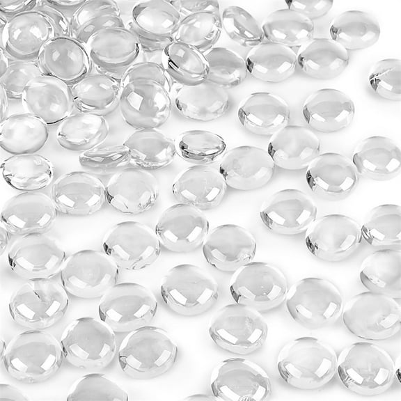 NOGIS 0.66 Lb Flat Glass Marbles, Clear Flat Marble Beads Gems Transparent Aquarium Pebbles for Vase Filler Beads Table Scatters