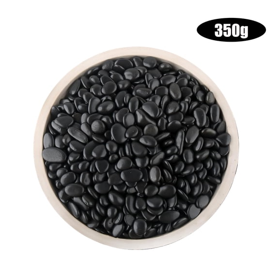 NOGIS 0.77 Pound Black Pebbles for Indoor Plants, 3-6mm Natural Black River Rocks for Vase, Garden, Landscaping, Succulents, Highly Polished and Smooth Surface