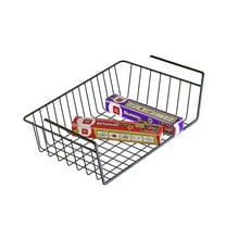 NOGIS 1 Pack Black Under Shelf Wire Basket, Hanging Storage Baskets Under Cabinet Add-on Storage Racks, Slide-in Baskets Organizer for Kitchen Pantry Desk Bookshelf