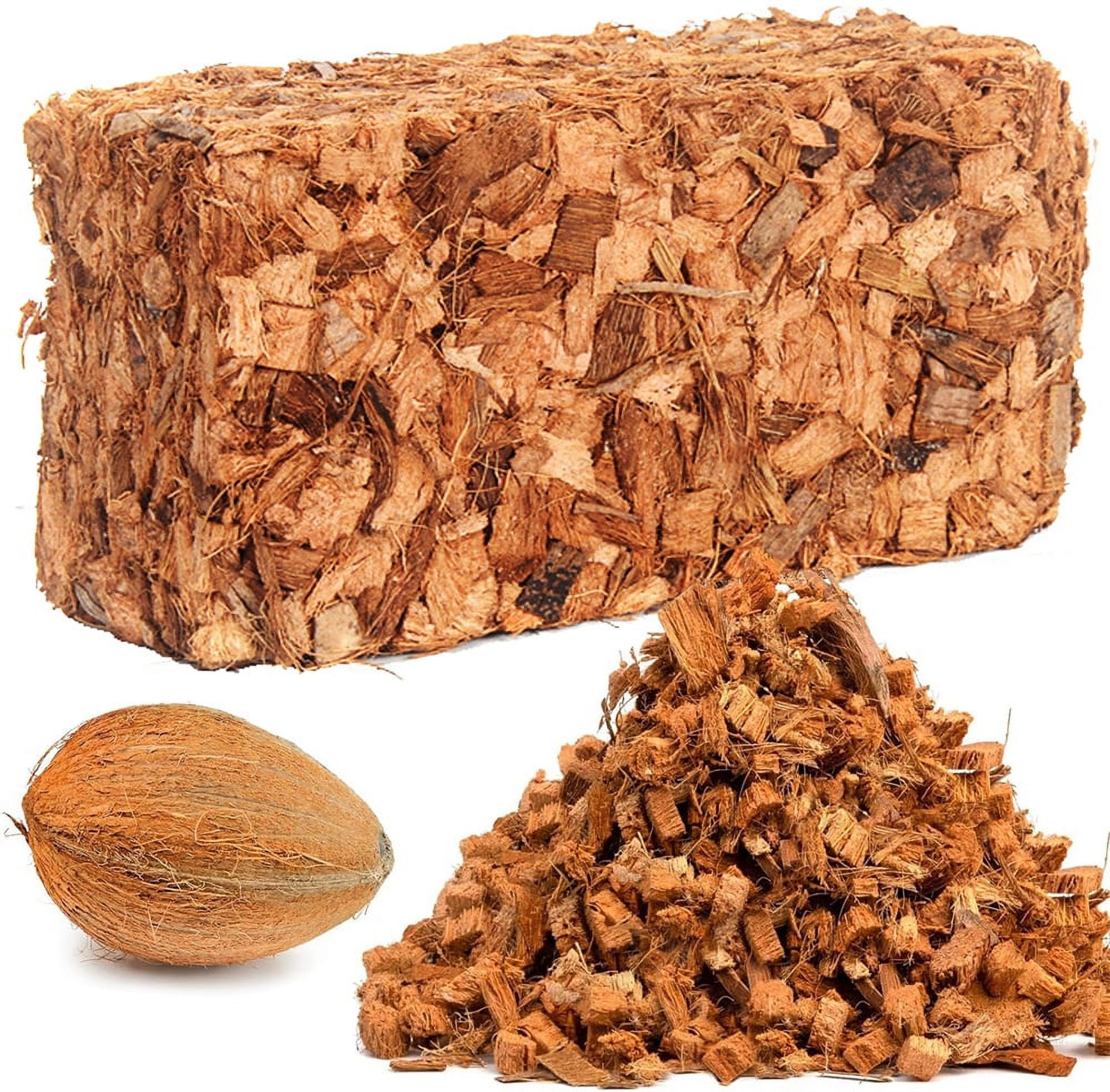 NOGIS 1 Pcs Coco Husk Chips-100% Organic Coconut Coir Chips Brick Potting Soil Mix with Low EC & PH Balance, Compressed Coconut Substrate Coco Chips Mulch Medium for Garden, Flowers, Plants