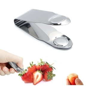 NOGIS 1 Pcs Stainless Steel Strawberry Huller Fruit stalk Remover Picker Leaf Peeler Tweezers Kitchen Gadgets for Strawberry Cherry Tomato Fruit Tools, Silver