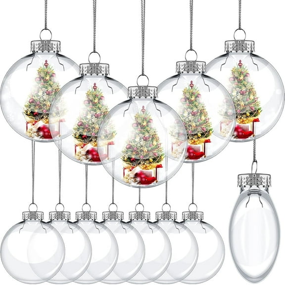 NOGIS 12 PCS 3.15 Inch Clear Ornaments Balls, Christmas DIY Fillable Ball Transparent Ball Baubles Crafts for Party Favor Wedding Christmas Birthday Home Decor