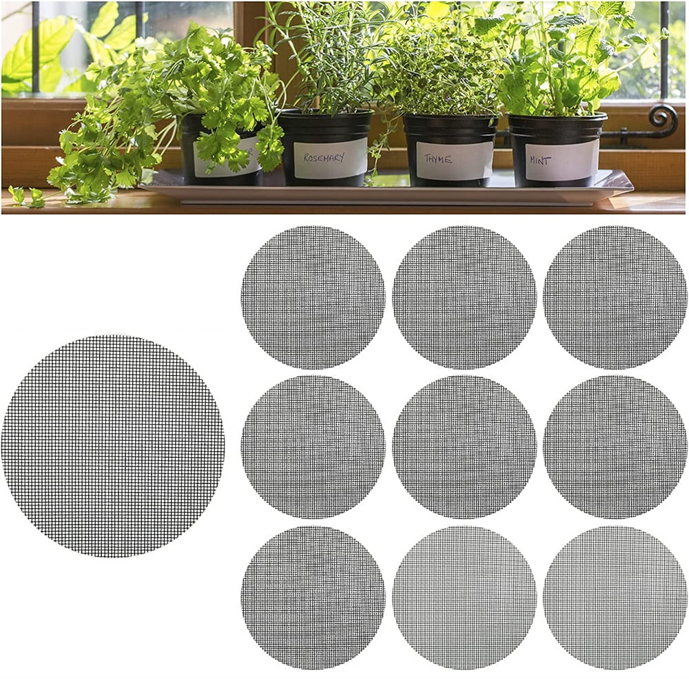 NOGIS 10 PCS Flower Pot Hole Mesh Pad 4 Inch Round Drainage Hole ...