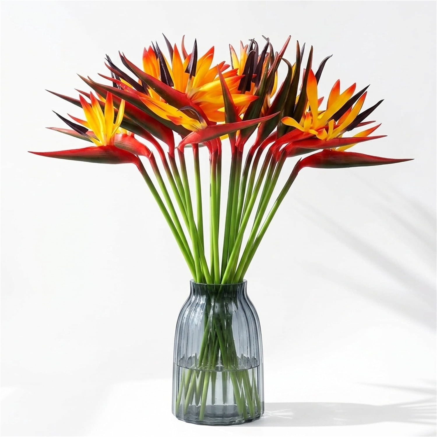 NOGIS 10 Pack Artificial Flowers Bird of Paradise,22.4 Inch Hawaiian Tropical Flowers Strelitzia Green Plant for Home Garden Decoration Office Verandah Wedding Decorations (Yellow)