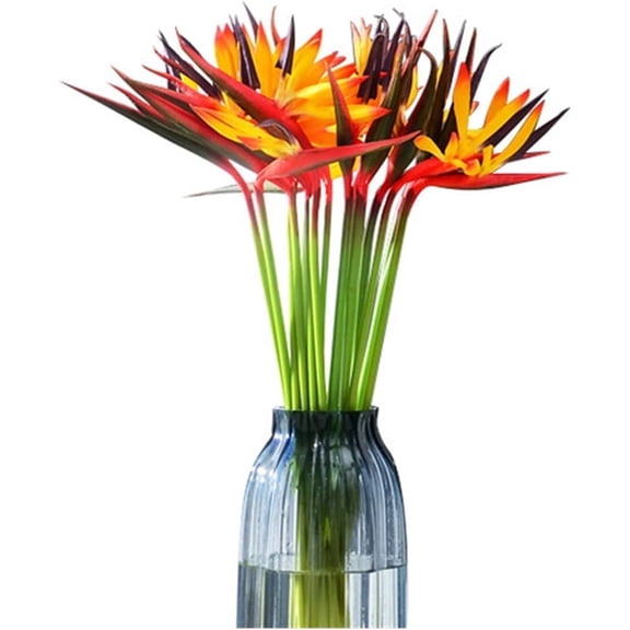 NOGIS 10 Pack Artificial Flowers Bird of Paradise,22.4 Inch Hawaiian Tropical Flowers Strelitzia Green Plant for Home Garden Decoration Office Verandah Wedding Decorations (Yellow)
