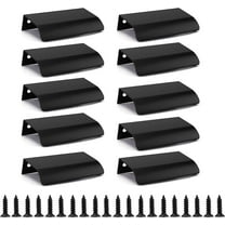 NOGIS 10 Pack Back Mount Finger Edge Pull 3.15 Inch Hidden Concealed Cabinet knobs Modern Furniture Drawer Handles for Home Kitchen Garage Door Wardrobes (Black, 80mm)