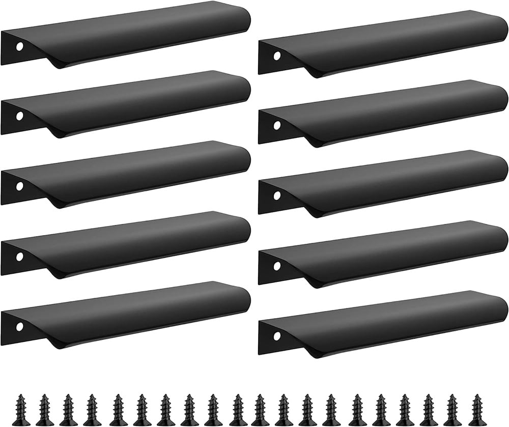 NOGIS 10 Pack Black Edge Finger Pulls for 6" Kitchen