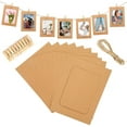 thumbnail image 1 of NOGIS 10 Pack Cardboard Picture Frames, 4x6 DIY Photo Hanging Kit with Wooden Clips and Paper String for Home Wall Decor（Brown）, 1 of 7