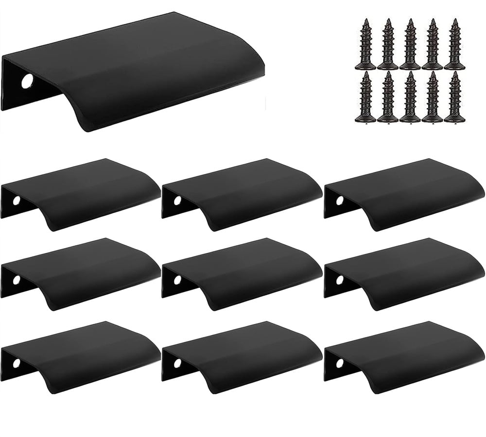 NOGIS 10 Pack Finger Edge Pull, 80mm/3.15" Arc Aluminum Concealed