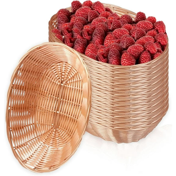 NOGIS 10 Pack Plastic Oval Basket Small Gift Baskets, Food Storage Basket & Fruit Basket,8.7 x 6.7 x 2.4 Inches Bread Basket Bin for Kitchen, Restaurant,Centerpiece Display, Christmas Gifts