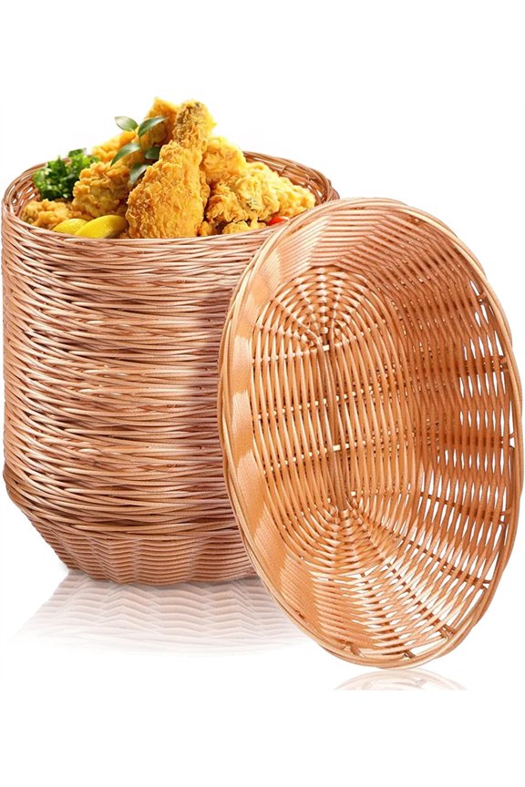 10 Pack Plastic Small Gift Baskets, Oval Wicker Bread Basket for Party, 8.7 x 6.7 x 2.4 Inch Empty Tabletop Fruit Vegetables Serving Baskets for Wedding, Mother's day,Christmas,Restaurant