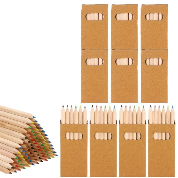 NOGIS 10 Packs Mini Colored Pencils Bulk,6 Different Color Mini Drawing Colored Pencils,3.5 Inch Short Color Pencils in Kraft Boxes for Classroom Birthday Party Favors, 6 Per Pack