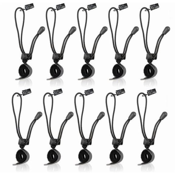 NOGIS 10 Pcs Backdrop Clips Clamps, Background Muslin String Clips Holder Photography Cloth Clip Adjustable Elastic Nylon Photo Clips for Photo Video Studio, Black