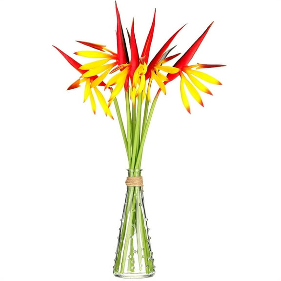 NOGIS 10 Pcs Bird of Paradise Artificial Plant 22 Inch Hawaiian Tropical Flowers Faux Flowers Bouquet Large Elegant Green Plant for Home Garden Decoration Office Wedding Decor Supplies (Yellow)