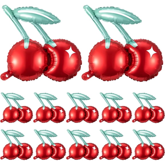 NOGIS 10 Pcs Cherry Balloons,20 Inch Cherry Fruit Balloons For Fruit Cherry Theme Birthday Wedding Baby Shower Party Decoration, Rainbow
