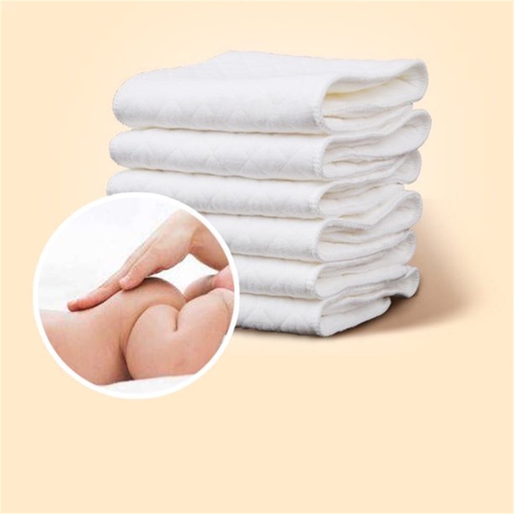 10Pcs Cloth Diapers for Babies,NOGIS Three-Layers Cotton Cloth Baby Diapers Reusable Cloth Diaper Liners Infant Baby Cloth Diaper Covers Nappy Liners Insert/Reusable Towels (12.6x4.7in)