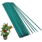 NOGIS 10 Pcs Plant Sticks Green Plant Stakes, Plant Support Garden Stakes for Indoor and Outdoor Plants, Sturdy Garden Wood Bamboo Sticks, Floral Plant Stakes for Garden Potted Plants（15 In）