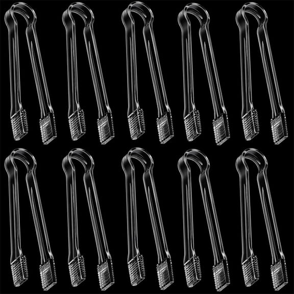 NOGIS 10 Pcs Plastic Buffet Serving Tongs, Clear Kitchen Tongs 6.3 Inch Small Ice Tongs for Tea and Coffee Party Catering Appetizers Salad Desserts Sandwich