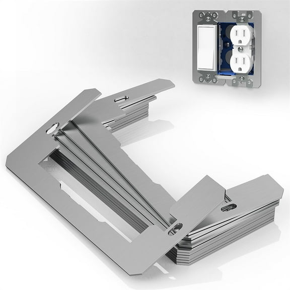 NOGIS 10 Pcs Wall Plate Spacer,Flush Fit Device Leveling Plates,Electrical Box Outlet Spacers Shims,Electric Receptacle Spacers for Fixing Walls/Device Fix/Switch -Thicker Metal Outlet Shims