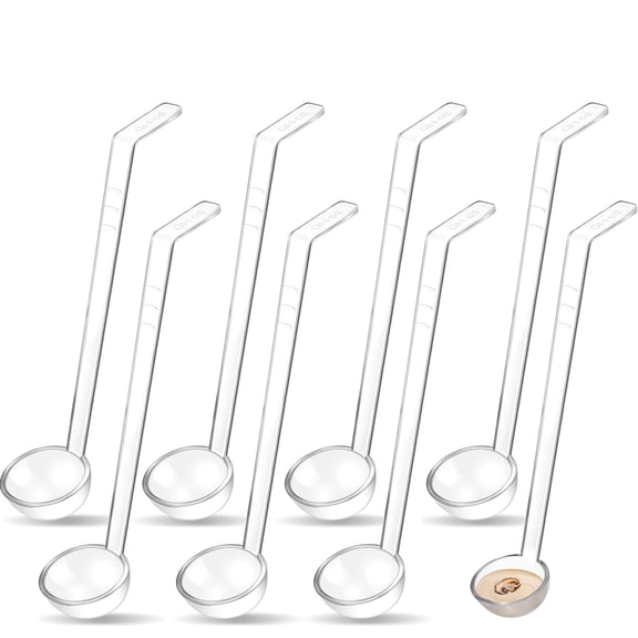 NOGIS 10 Pieces 7 Inches 1 oz Clear Small Ladle Plastic Dressing and Sauces Ladles Long Handle Punch Acrylic Ladles for Serving Soup Punch Bowl Fruit Juices Cocktail Parties