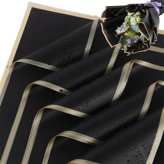 NOGIS 10 Sheets Light Black Flower Bouquet Wrapping Paper, Graduation Gifts Waterproof Floral Wrapping Paper for Wedding Birthday Party Favor Gift Box Packaging DIY Crafts