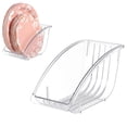 Ziliny 4-Pack 10 Inch Plastic Plate Holders - Clear Dish Drainer Organizer Rack For Cabinet Countertop