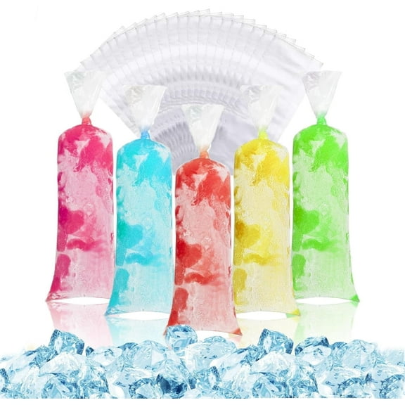 NOGIS 100 Ice Candy Plastic Bags - 4.7x16.5 inch Ice Ball Bags Freeze Icepop Bags Popsicle Mold Homemade Ice Cream Bags Popsicle Wrappers Yogurt Ice Cream Smoothie Mold Bag