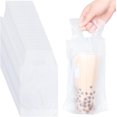 thumbnail image 1 of NOGIS 100 PCS Drink Carrier for Delivery, Plastic Bag Carrier with Handle Single Cup Carriers Bag Holder Carrier Portable Coffee Container for Coffee Beverage Juice, 6 x 11 Inch (1 Cup), 1 of 7