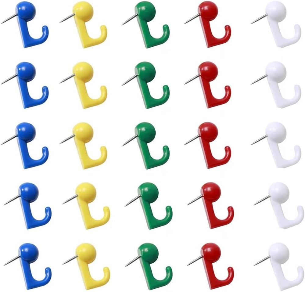 NOGIS 100 PCS Push Pin Hooks, Plastic Heads Cork Board Hooks Decorative