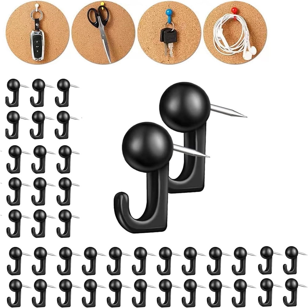NOGIS 100 PCS Push Pin Hooks, Plastic Heads Cork Board Hooks Decorative