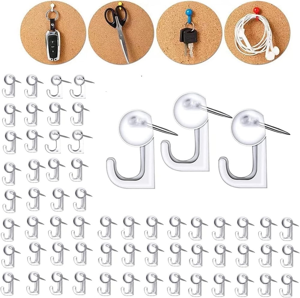 NOGIS 100 PCS Push Pin Hooks, Plastic Heads Cork Board Hooks Decorative