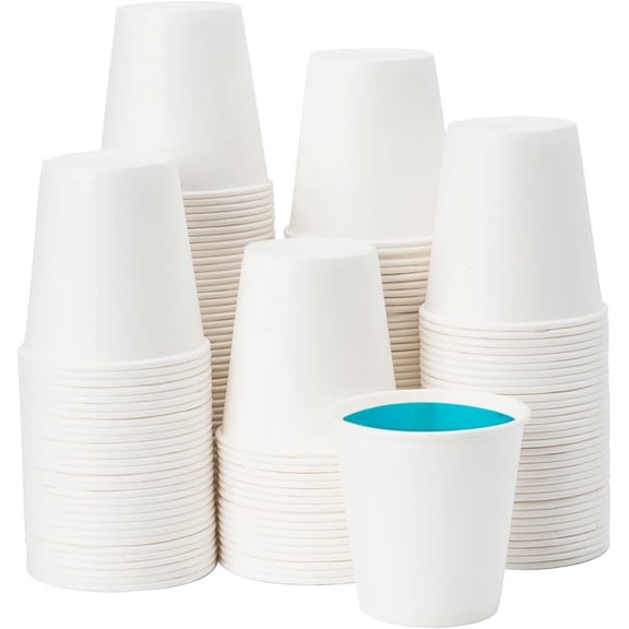 NOGIS 3 oz 100 Pack Disposable Paper Coffee Cups, Bulk White Hot to Go Cups for Hot Coffee, Hot Liquid, Chocolate, Juice, Hot Beverage Drinkings, Ideal for Cafes, Bistros, Office and Family
