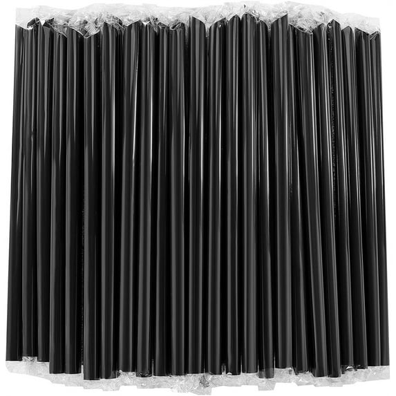 NOGIS 100 Pcs Black Boba Straws Jumbo Smoothie Straws,Individually Wrapped Disposable Plastic Large Wide-mouthed Milkshake Drinking Straws(0.43" Wide X 9.45" Long)