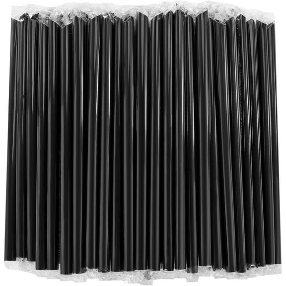 NOGIS 100 Pcs Black Boba Straws Jumbo Smoothie Straws,Individually Wrapped Disposable Plastic Large Wide-mouthed Milkshake Drinking Straws(0.43" Wide X 9.45" Long)