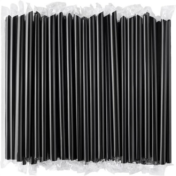 NOGIS 100 Pcs Black Disposable Jumbo Smoothie Straws & Boba Straws, Wide Plastic Milkshakes Drinking Straws, BPA FREE (9.45" long and 0.43" Diameter)