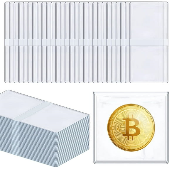 NOGIS 100 Pcs Double Pocket Unplasticized Coin Flips Coin Sleeves Vinyl Coin Collection Holder for Long Term Coin Storage (1.9 x 1.9 Inch)