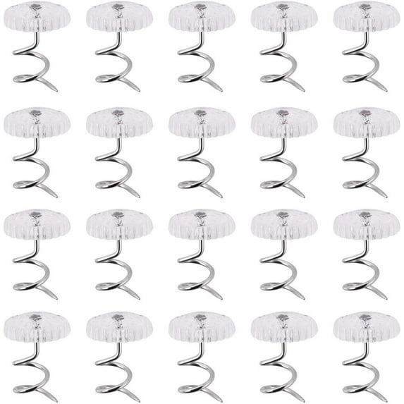 NOGIS 100 Pcs Dust Ruffle Pins Bed Skirt Pins Clear Heads Twist Pins for Upholstery, Slipcovers and Bedskirts, Bedskirt Pins (100PCS)