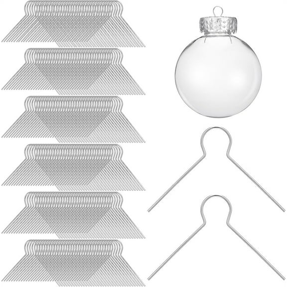 NOGIS 100 Pieces Christmas Spring Steel Silver Wire Ornament Hangers for Porcelain Ceramic or Glass Christmas Ornaments