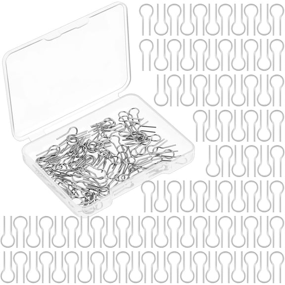 NOGIS 100 Pieces High Temperature Nichrome Wire Jump Rings R Shaped Hanging Burning Needle with 1 Plastic Storage Box Nichrome Hooks for Hobbyists DIY Pendant Ceramic Ornaments Fusing in Glass