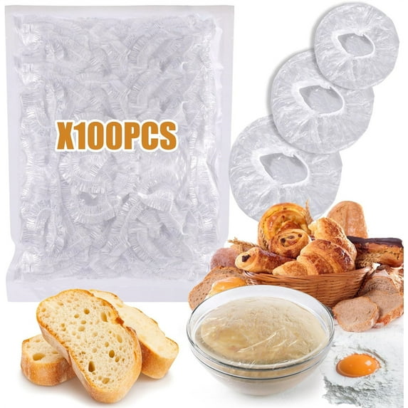 NOGIS 100PCS Bowl Covers for Bread Proofing, Reusable Elastic Sourdough Bread Baking Supplies, Plastic Bowl Covers for Bread Rising, Stretchable Plastic Wrap for Storage Containers