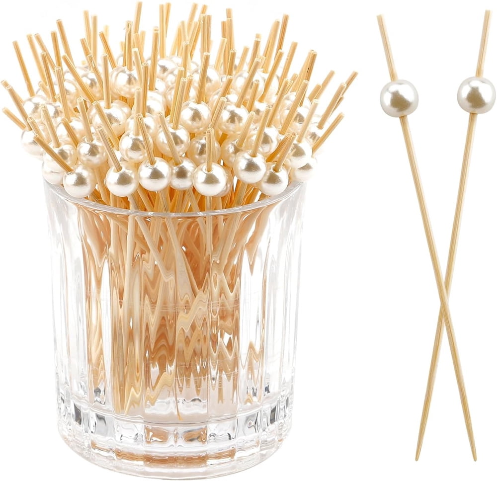 Toothpick Inch NOGIS 100PCS Fancy Toothpicks for Appetizers, 4.7 inch Pearls Cocktail ...