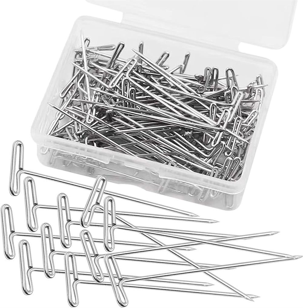 NOGIS 100pcs Wig TPins 2 Inch with Plastic Storage Box Silver