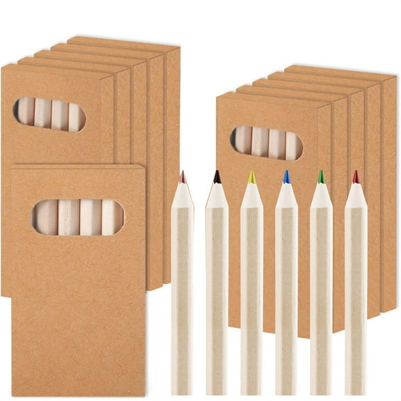 NOGIS 10Pcs/60 Boxs Boxs Colored Pencils Bulk Mini Drawing Pencils Set, 3.5inch Short Fat Color Pencils for Adult Coloring Books, Classroom Drawing Birthday Wedding Party Favors
